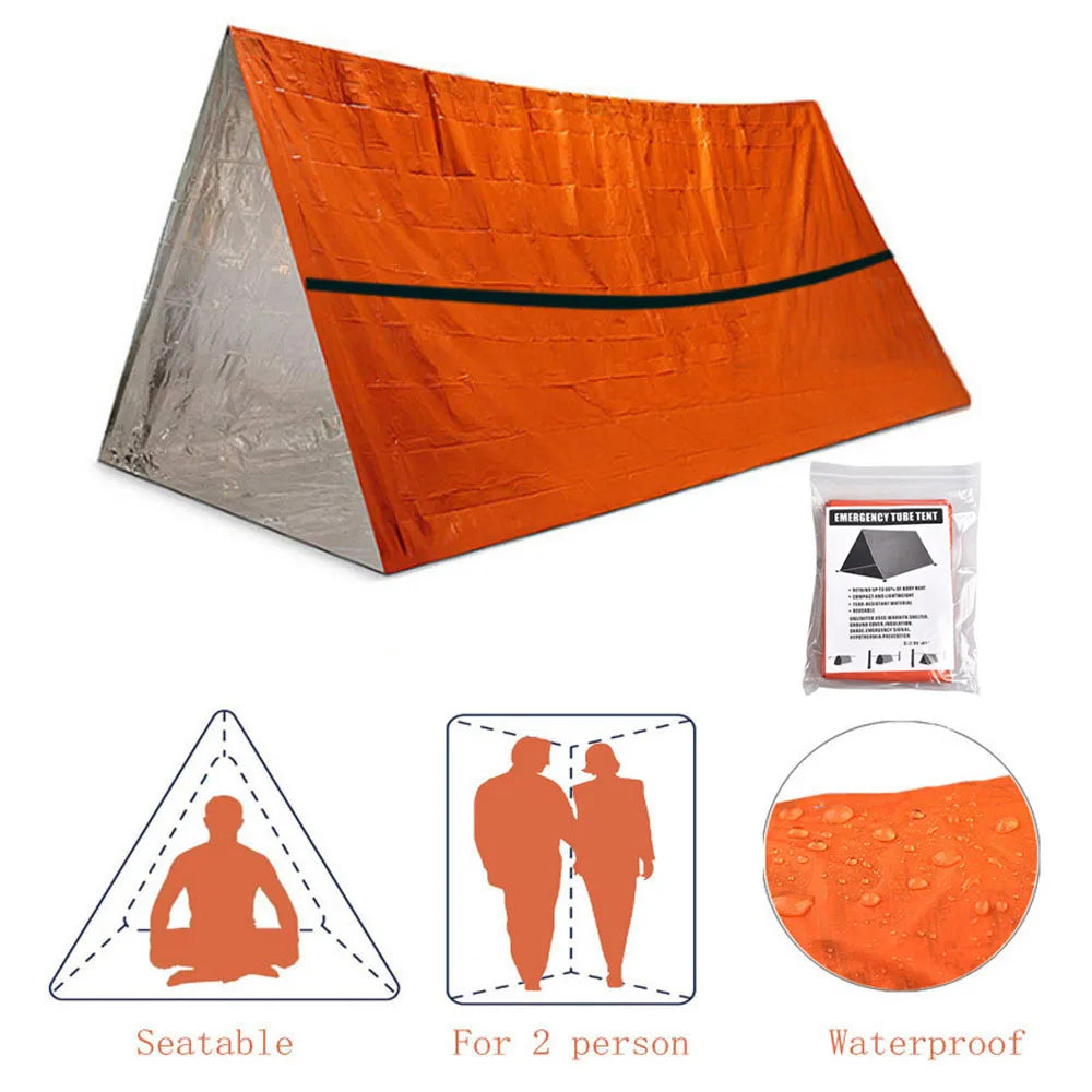 Survival-Schlauchzelt für 2 Personen – wasserdichtes Notfallzelt für Outdoor & Camping
